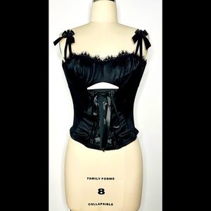 Black Satin Adjustable Bustier 34